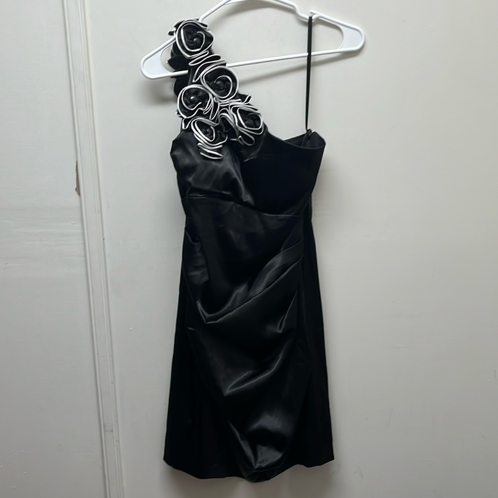 Dressbarn Black Floral Satin Dress - Size 12